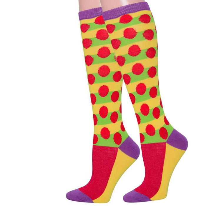 Ladies Knee High Socks Pink Polka Dot