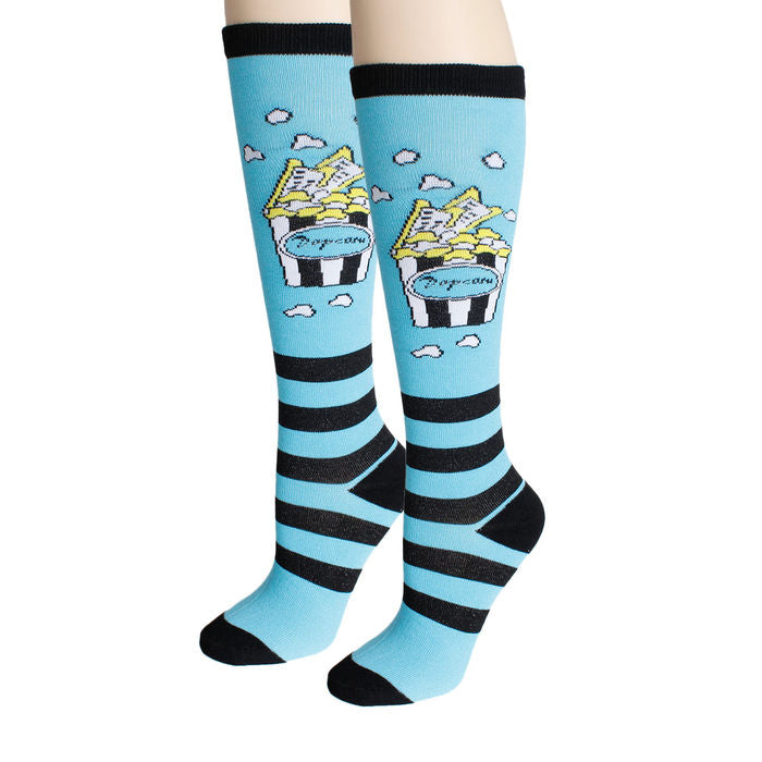 Women's Crew Socks White Popcorn Stripe