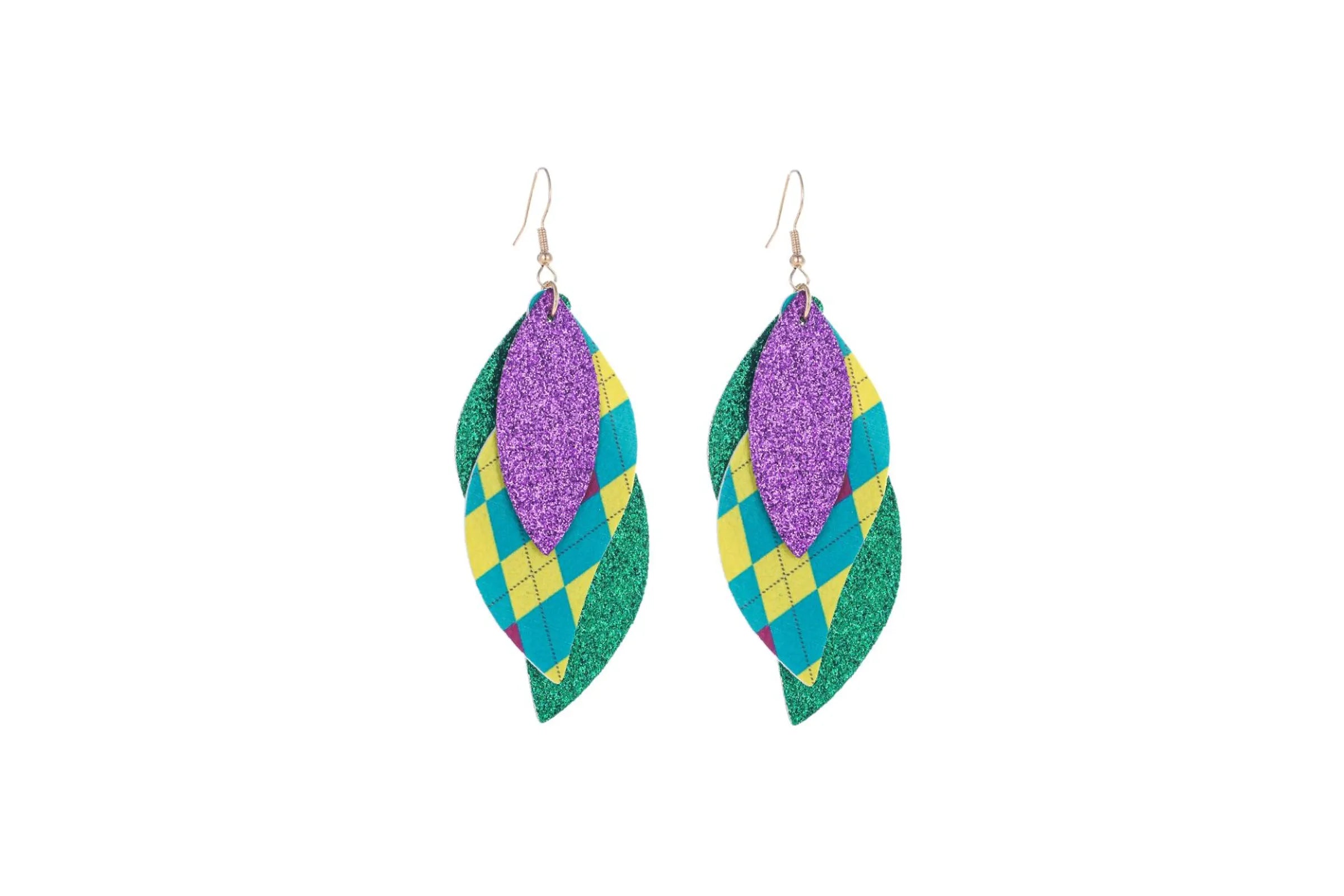 Mardi Gras Plaid Earrings