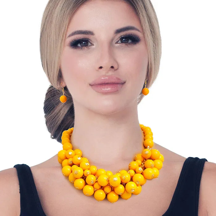 Ball Bead Cluster Collar Set