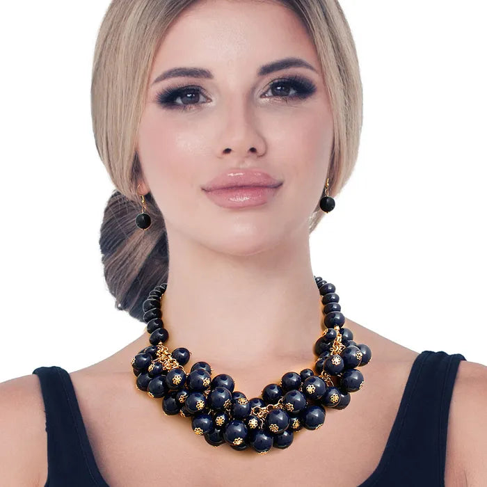 Ball Bead Cluster Collar Set