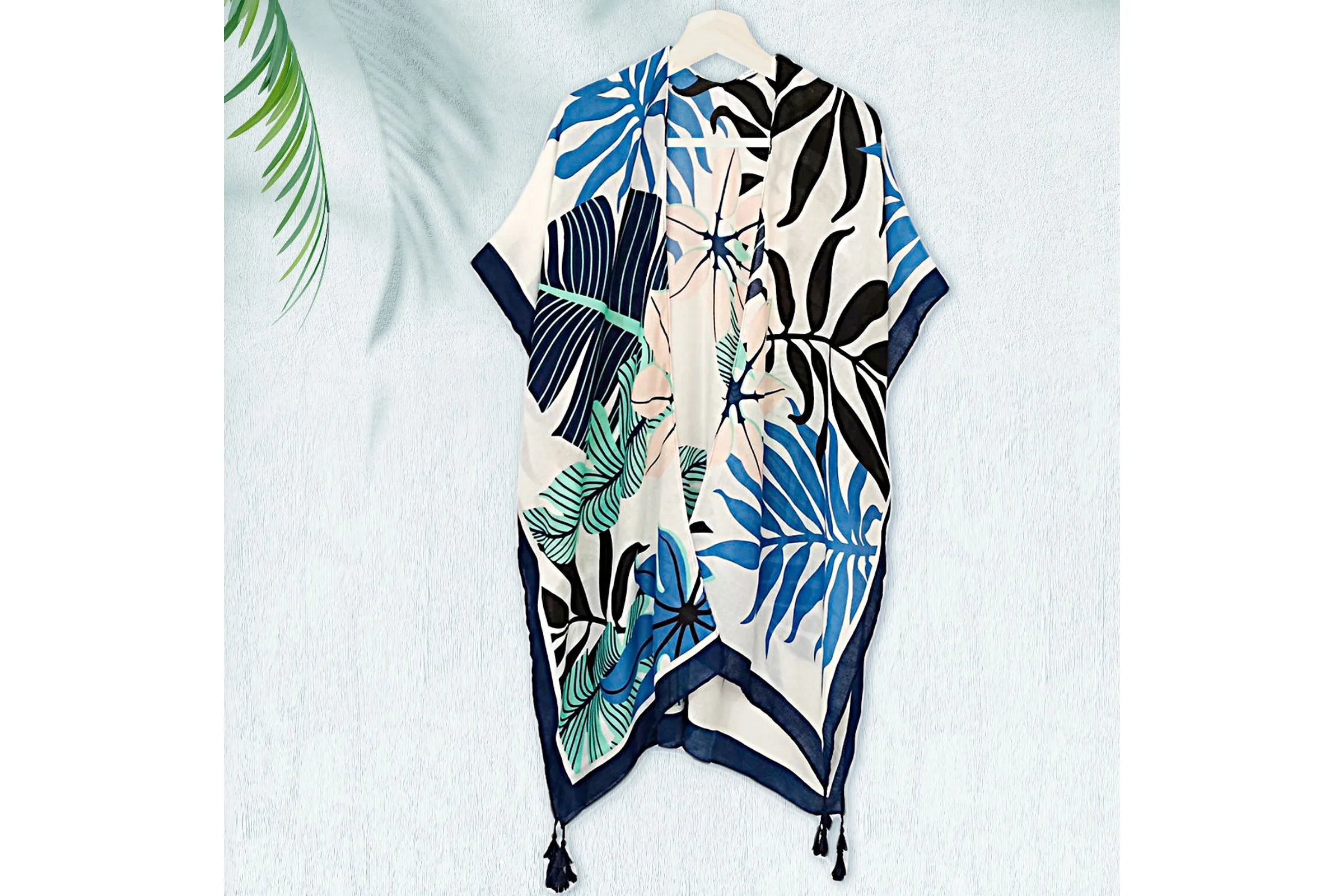 Navy Palm Tree Tropical Kimono