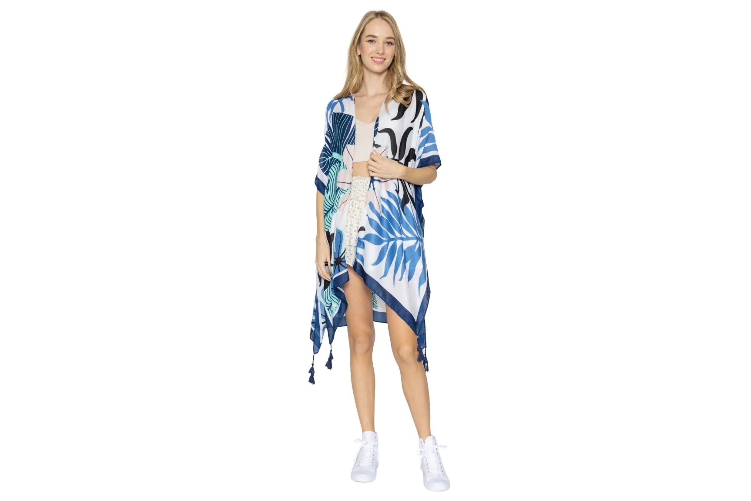 Navy Palm Tree Tropical Kimono