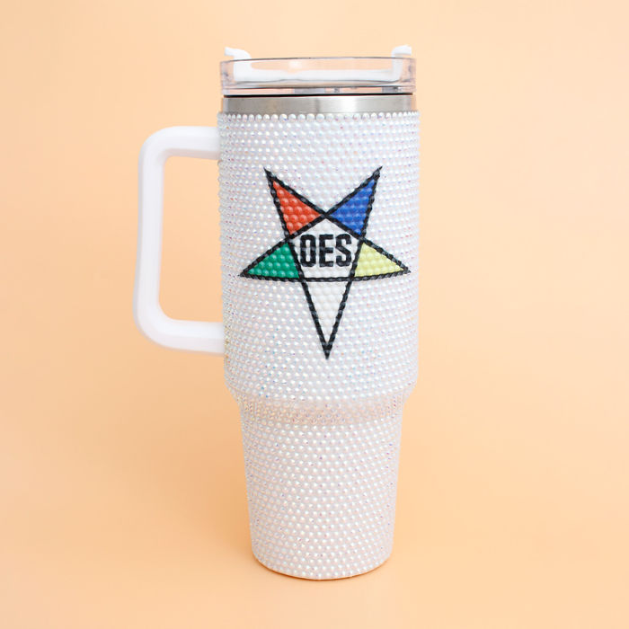 OES Sorority White Bling 40.5 oz Tumbler Cup