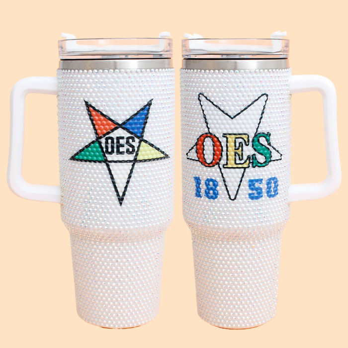 OES Sorority White Bling 40.5 oz Tumbler Cup