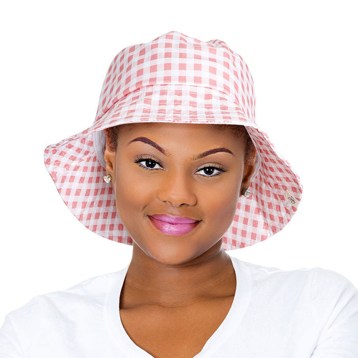 Gingham Draw String Bucket Hat