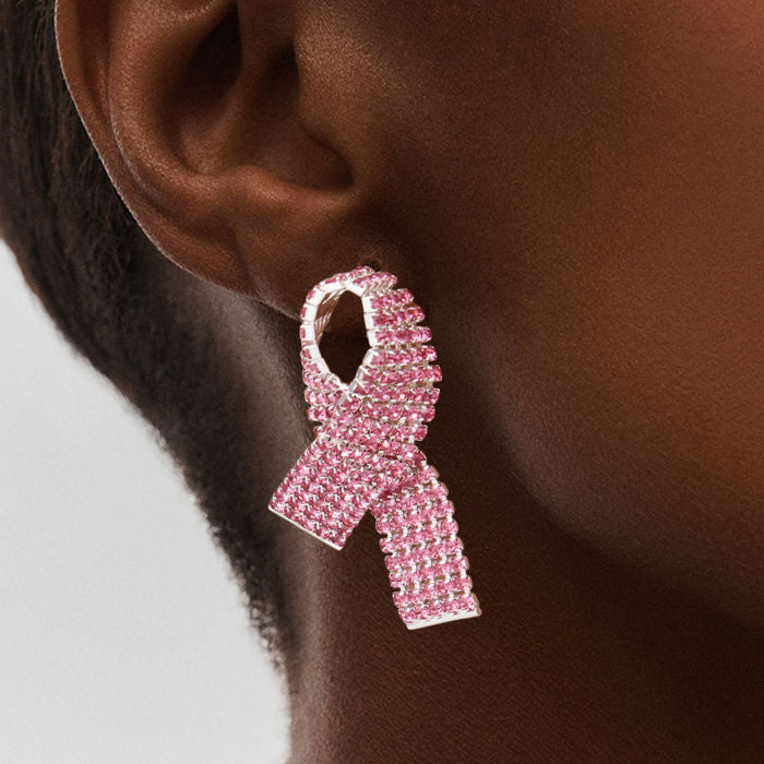 Pave Cancer Ribbon Studs