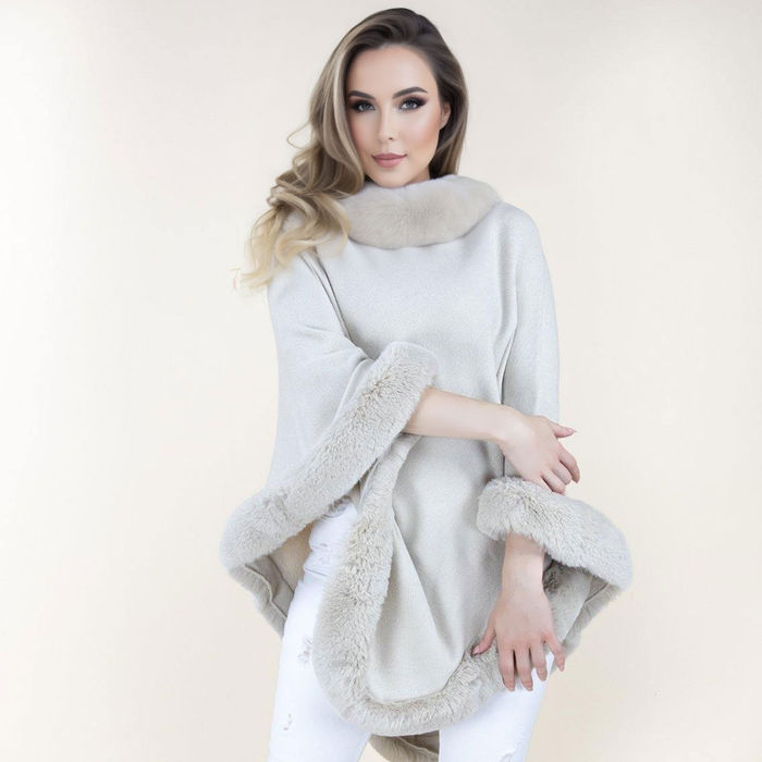 Poncho Fur Trim for Women