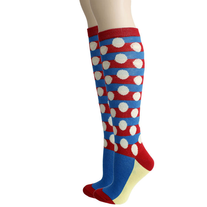 Ladies Knee High Socks Pink Polka Dot