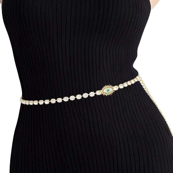 Rhinestone Belt Evil Eye Chain for Women