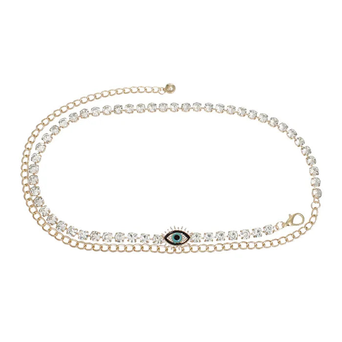 Rhinestone Belt Evil Eye Chain for Women