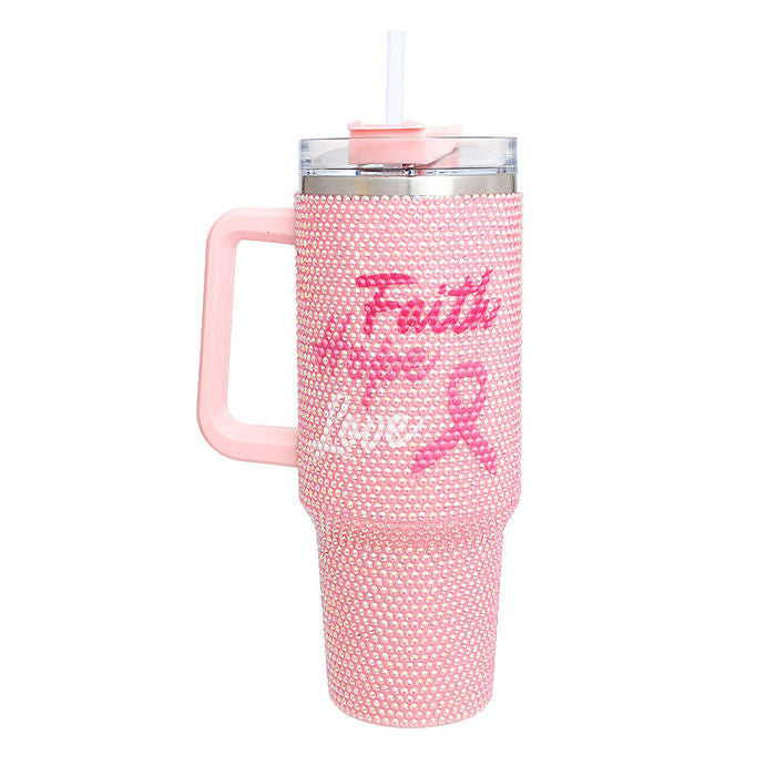 Breast Cancer Pink Bling 40.5 oz Tumbler Cup