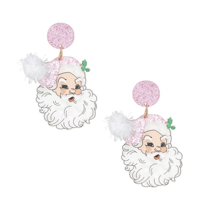 Drop Adorbs Painted Hat Santa Earrings Women