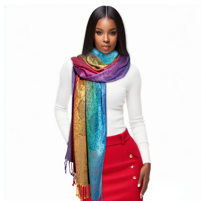 Pashmina Rainbow Paisley Scarf for Women