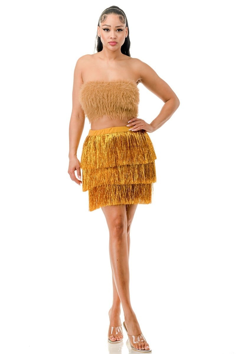 Women's Fringe metallic skirt