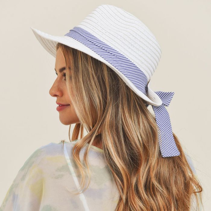 Striped Bow Fedora Hat