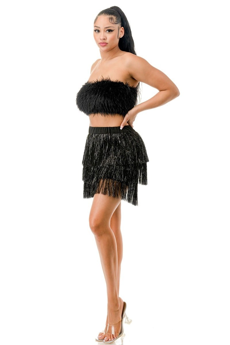 Women's Fringe metallic skirt