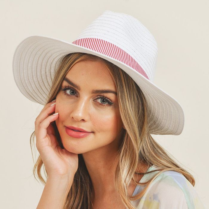 Striped Bow Fedora Hat