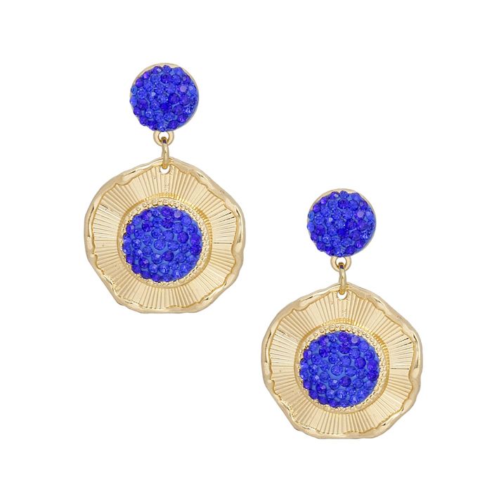 Drop Glam Stone Gold Round Earrings