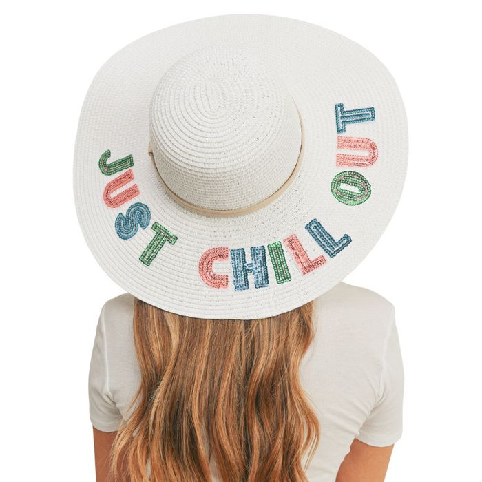 JUST CHILL OUT Beige Floppy Hat