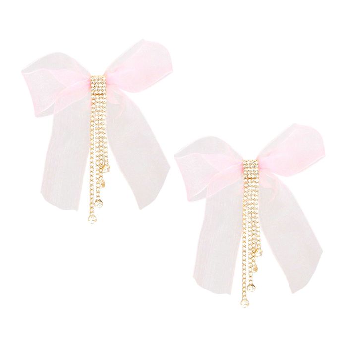 Tassel Ribbon Bow Sparkling Fringe Earrings