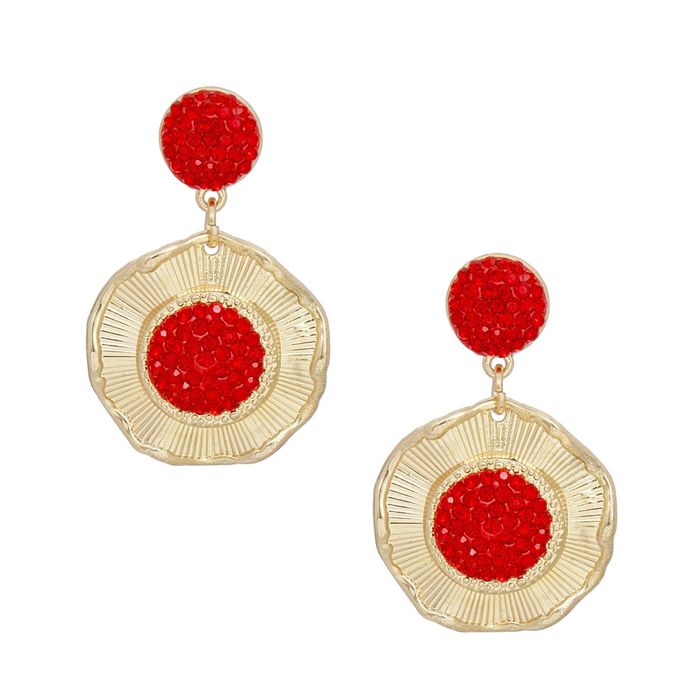 Drop Glam Stone Gold Round Earrings