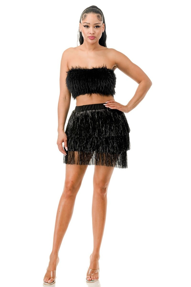 Women's Fringe metallic skirt