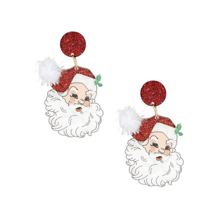 Drop Adorbs Painted Hat Santa Earrings Women