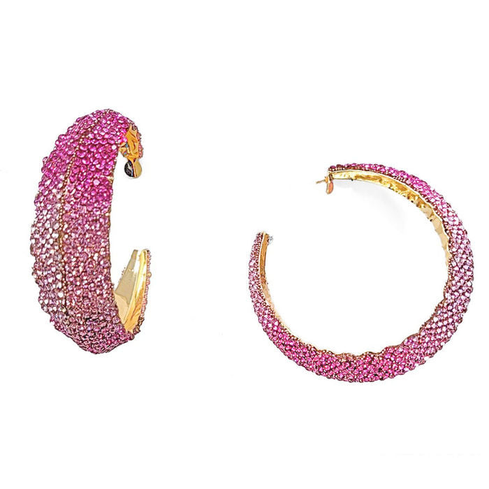 Hoops Color Ombre Bling Earrings for Women