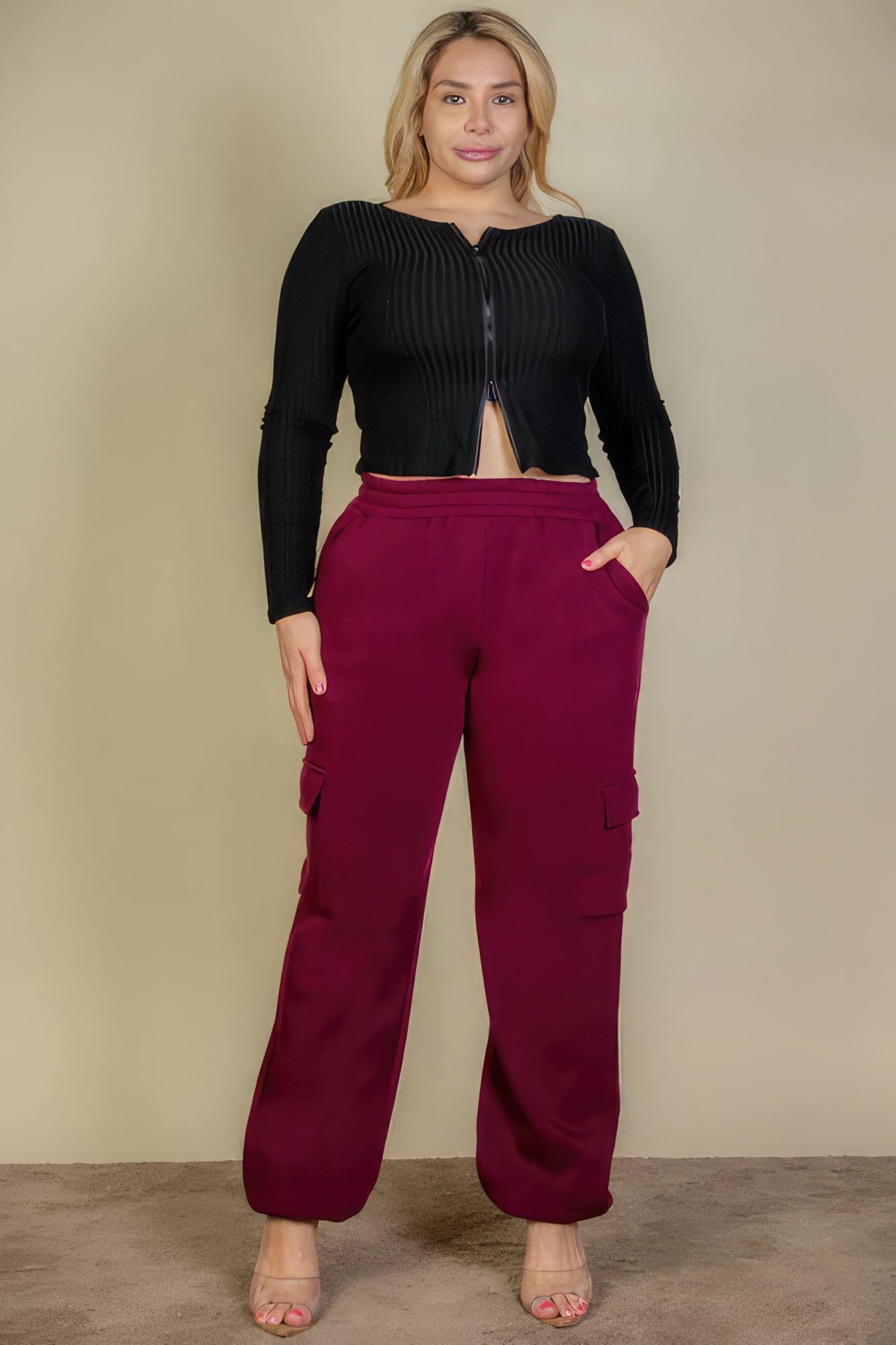 Plus size side pocket drawstring waist sweatpants