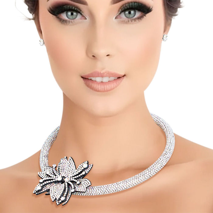 Choker Bling Pointed Flower Set for Women