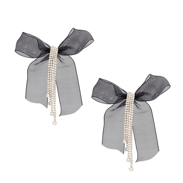 Tassel Ribbon Bow Sparkling Fringe Earrings