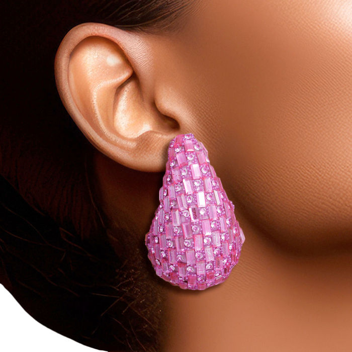 Studs Rainbow Embellished Teardrop Earrings