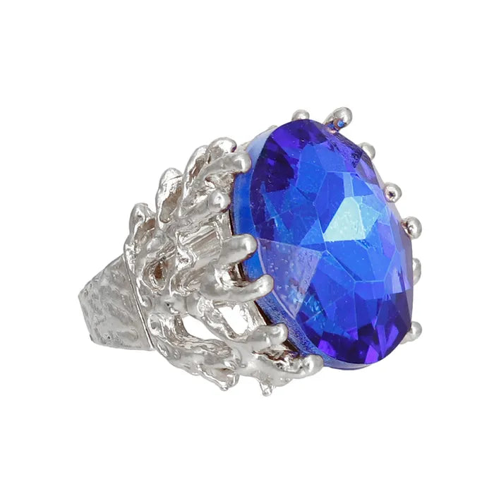 Crystal Silver Branch Ring