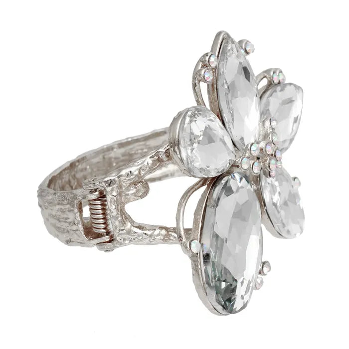 Clear Crystal Flower Hinge Cuff