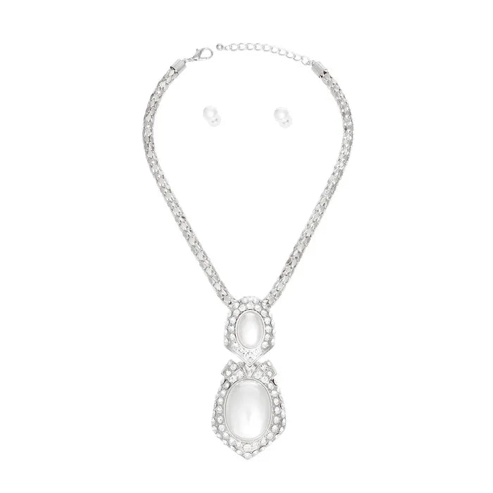 Mesh Elegant Drop Pearl Necklace