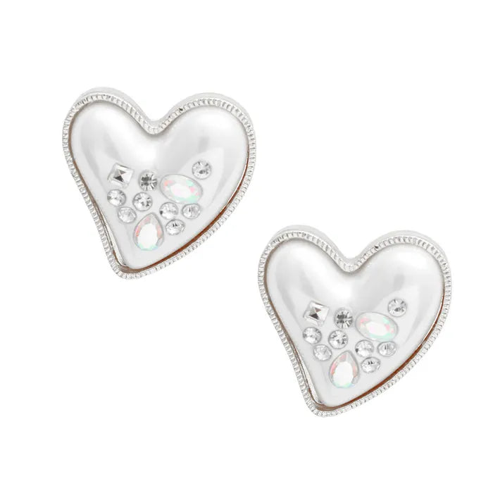 Pearl Heart Stud Earrings