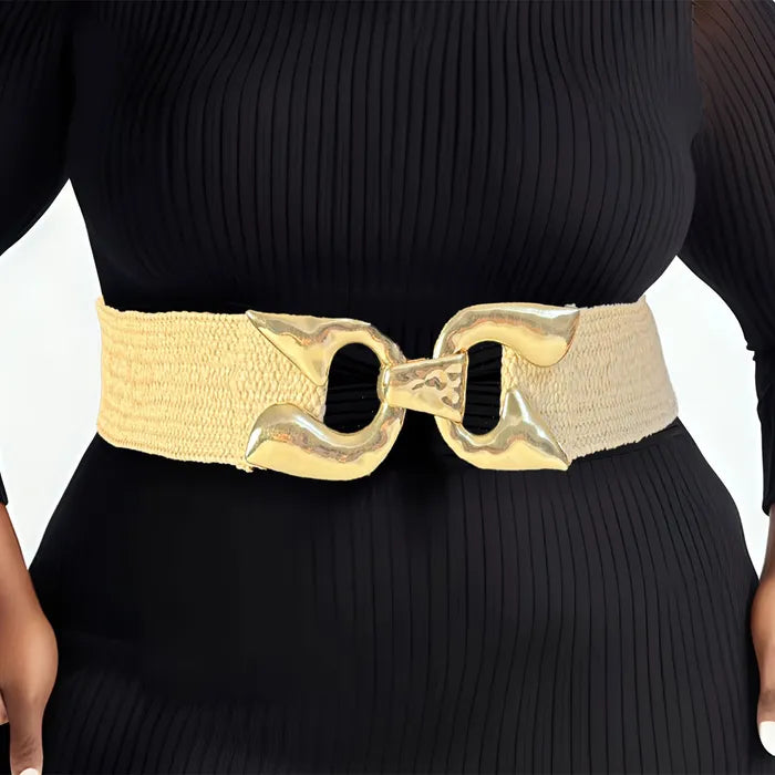 Stretch Belt Raffia Horseshoe for Women