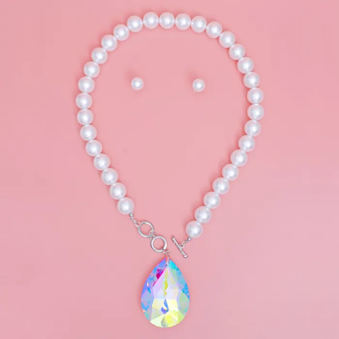 Toggle White Pearl AURBO Teardrop Necklace