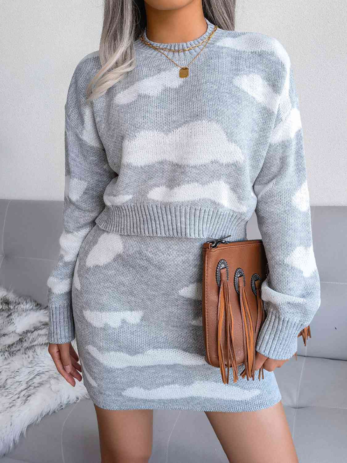 Women’s Cloud Sweater and Knit Skirt Set